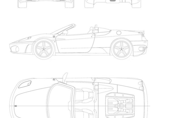 Ferrari F430 Spider (Феррари Ф430 Спайдер) - чертежи (рисунки) автомобиля